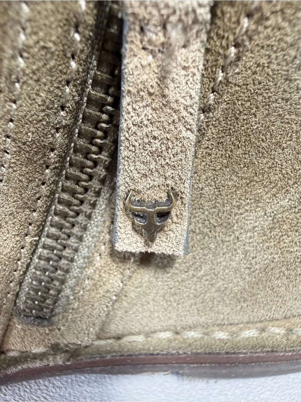 Trask Aubrey Taupe Suede Leather Side-Zip Ankle Boots